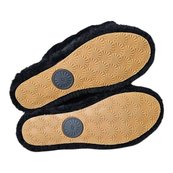 UGG Fluff Yeah Slide Black Slippers Shearling Slingback Slip On Shoe Sandals - Picture 12 of 14